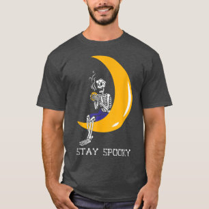 T-shirt Scary pour femmes Halloween design squelette lune1