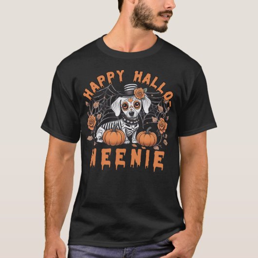 T-shirt Scary Pumpkin Bat Funny Witch Hat Dachshund Dog Ha (Devant)