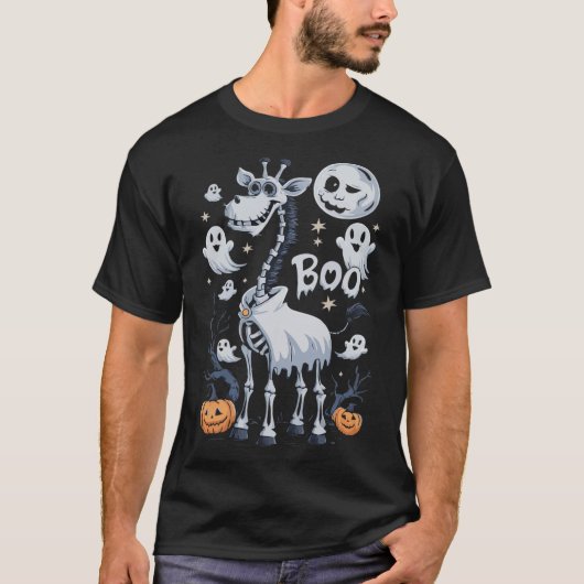 T-shirt Scary Skeleton Giraffe Dans Ghosts Halloween (Devant)