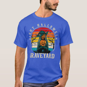 T-shirt Scary Witch Pumpkin Night halloween graveyard Vint