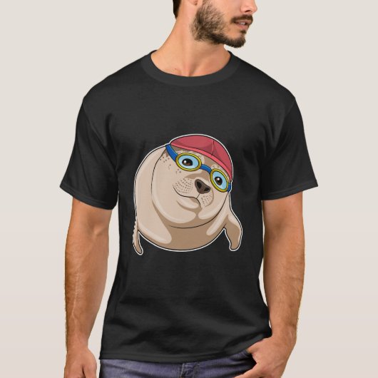 T-shirt Sceau à nager avec lunettes de natation (Devant)