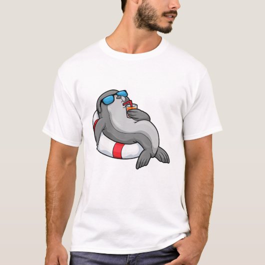 T-shirt Sceau avec anneau de natation et boisson (Devant)