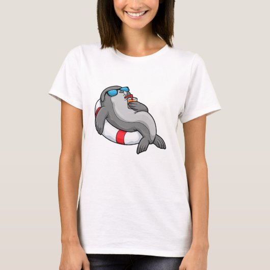 T-shirt Sceau avec anneau de natation et boisson (Devant)