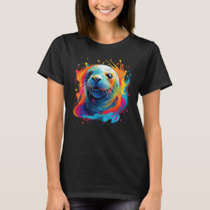 T-shirt Sceau coloré Art Sceau Animaux de mer Amour