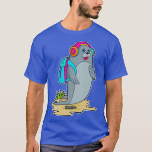 T-shirt Sceau comme randonneur avec sac à dos