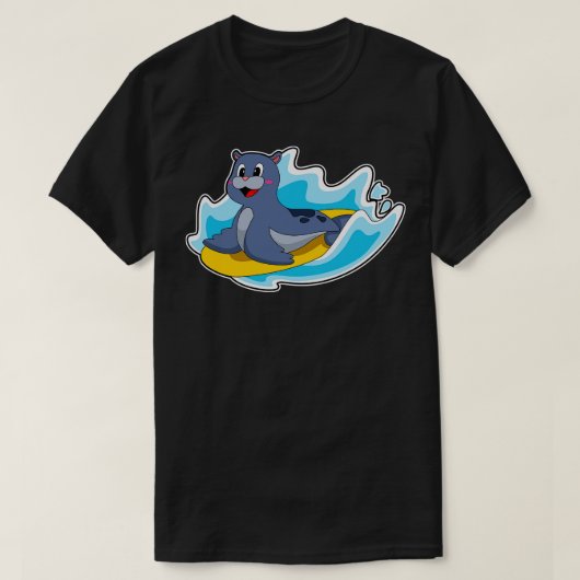 T-shirt Sceau comme surfeur avec Surfboard (Design devant)