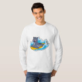 T-shirt Sceau comme surfeur avec Surfboard (Devant entier)