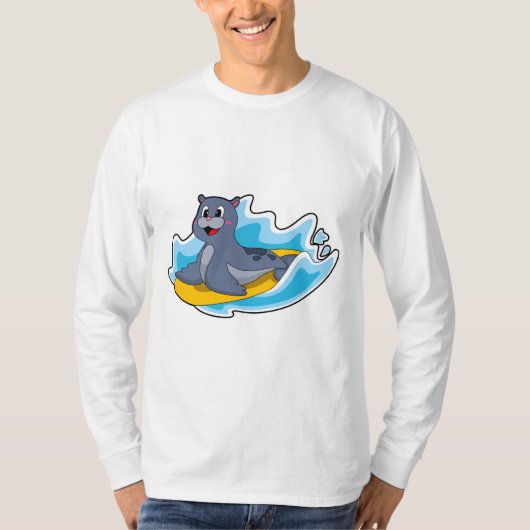 T-shirt Sceau comme surfeur avec Surfboard (Devant)