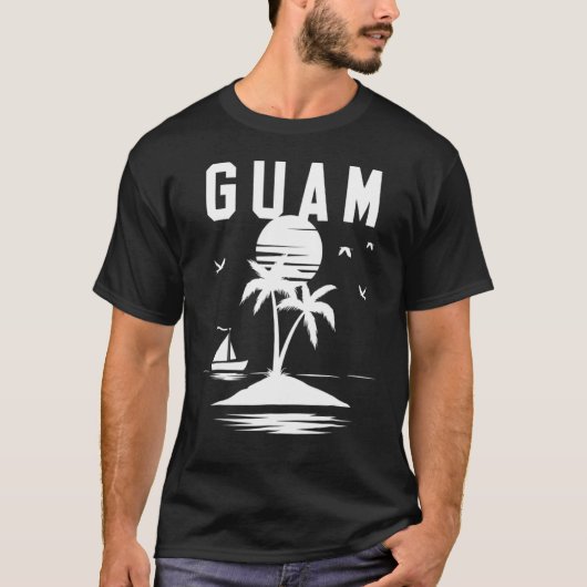 T-shirt Sceau de Guam noir N blanc (Devant)