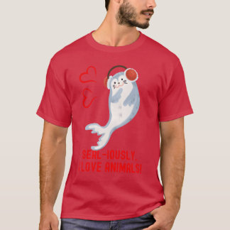 T-shirt Sceau Pun Sceauusement Je Aime Les Animaux Mignon