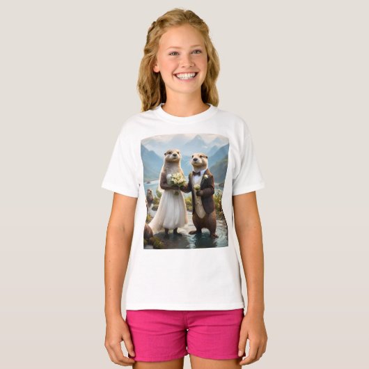 T-shirt **"Scellé avec un baiser : Otterly in Love"** (Devant entier)