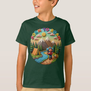 T-shirt Scène d'aventure de camping en argile « Né pour er