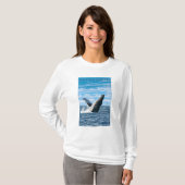 T-shirt Scène de baleine de MassachusettsHumpback (Devant entier)