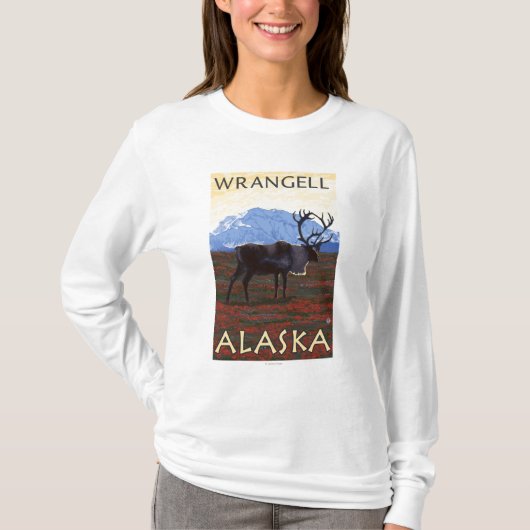 T-shirt Scène de caribou - Wrangell, Alaska (Devant)