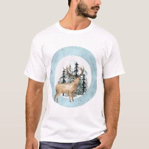 T-shirt Scène de cerfs d'hiver