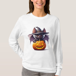 T-shirt Scène de chauve-souris et de citrouille d'Hallowee