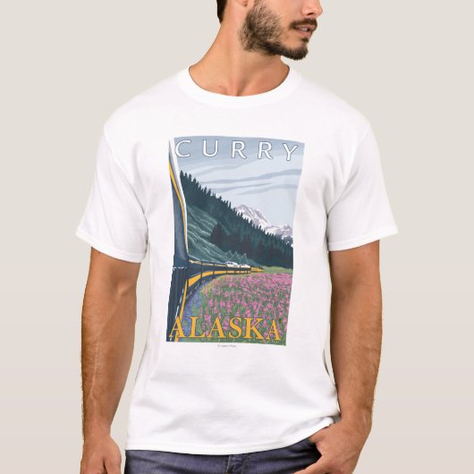 T-shirt Scène de chemin de fer de l'Alaska - cari, Alaska (Devant)
