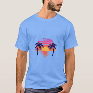 T-shirt Scène de coucher de soleil magnifique avec des pal