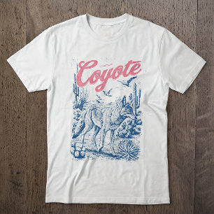T-shirt Scène de désert de coyote faunique vintage Art de