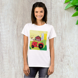 T-shirt Scène de ferme avec coq chantant sur tracteur