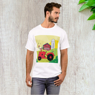 T-shirt Scène de ferme avec coq chantant sur tracteur