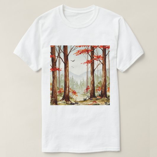 T-shirt Scène de forêt automnale (Design devant)