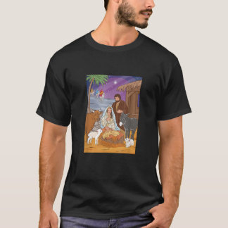 T-shirt Scène de la Nativité Bébé Jésus Vierge Marie et Sa