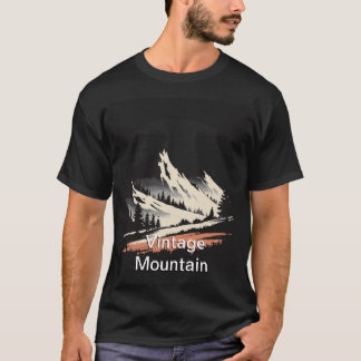T-shirt Scène de montagne de Dessin d'encre vintage