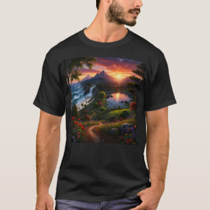 T-shirt Scène de nature sauvage lac coucher de soleil océa