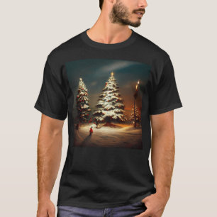 T-shirt Scène de neige de l'arbre de Noël
