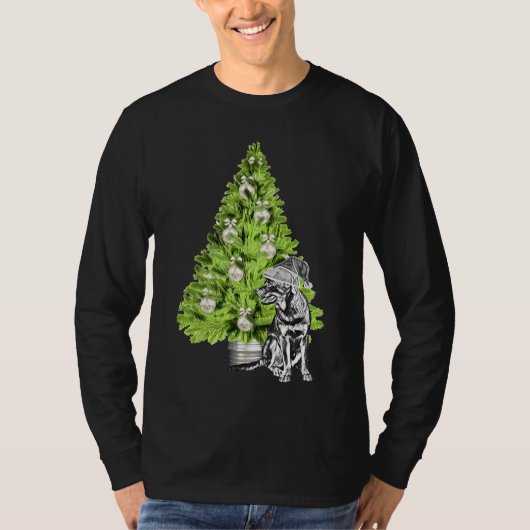 T-shirt Scène De Noël Rottweiler Avec Arbre De Noël Et (Devant)