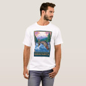 T-shirt Scène de pêcheur de MassachusettsAngler (Devant entier)
