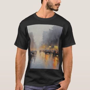 T-shirt Scène de pluie du soir en ville