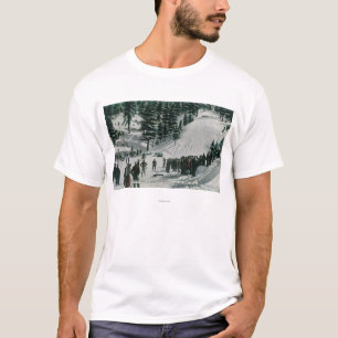 T-shirt Scène de sports d'hiver à la montagne de