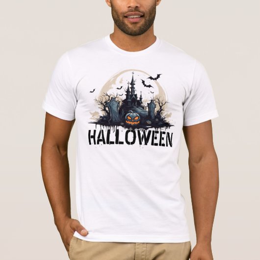 T-shirt Scène d'Halloween éffrayante (Devant)