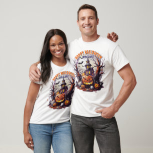 T-shirt Scène d'Halloween éffrayante avec Maison hantée Ci