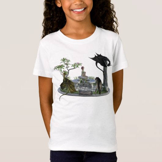 T-Shirt Scène d'Imaginaire de dragon Wolf et Elf (Devant)