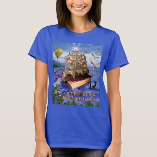 T-shirt Scène d'océan de bateau de livre avec la citation