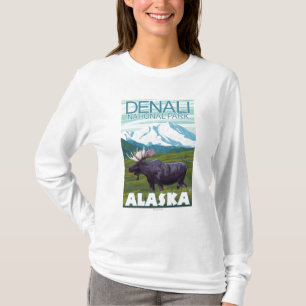 T-shirt Scène d'orignaux - parc national de Denali, Alask