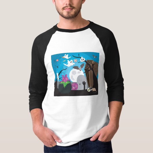 T-shirt Scène du monstre d'Halloween (Devant)