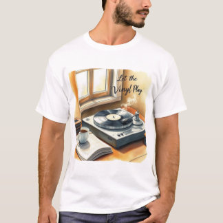 T-shirt Scène musicale cosy du Lecteur de disques vintages