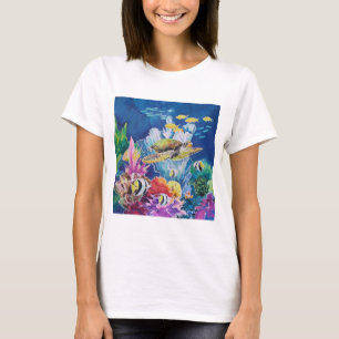 T-shirt Scène océanique de la tortue verte