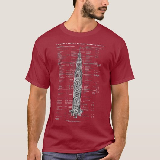 T-shirt Schéma de configuration de vol Saturn V à partir d (Devant)
