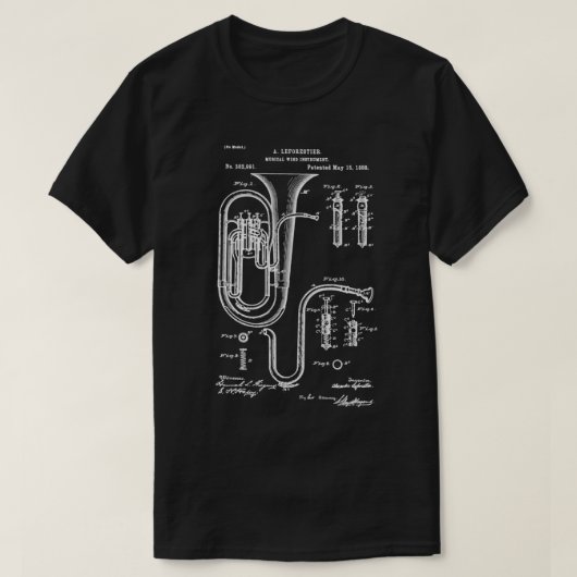T-shirt Schéma graphique du brevet Tuba (Design devant)