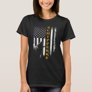 T-shirt Schipperke Chien Silhouette Drapeau américain Drôl