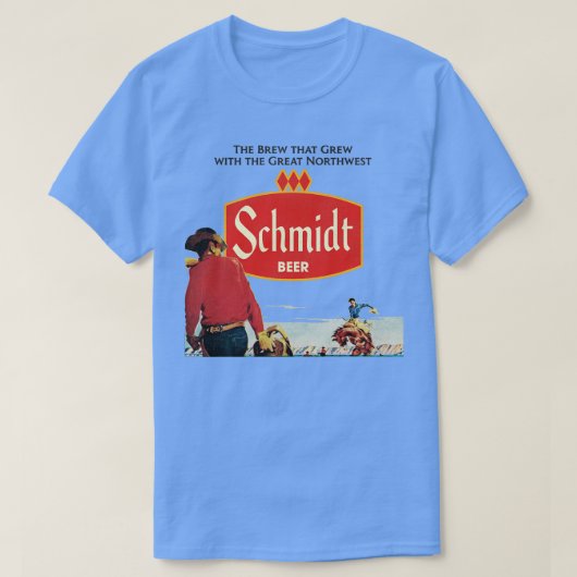 T-shirt Schmidt Beer Retro Déficit Cowboy Nature Scène (Design devant)