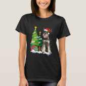 T-shirt Schnauzer Chien Santa Hat Reindeer Lumières de Noë (Devant)