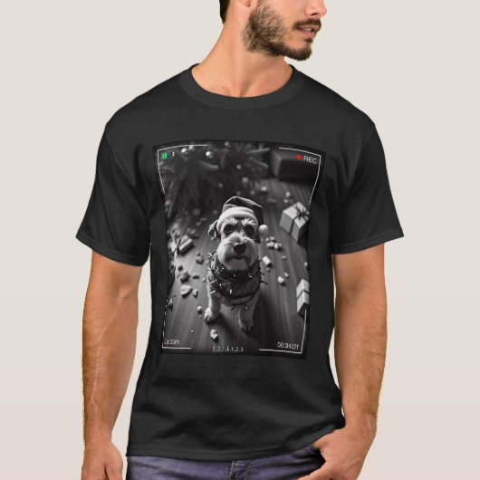 T-shirt Schnauzer de Noël pris sur caméra (Devant)