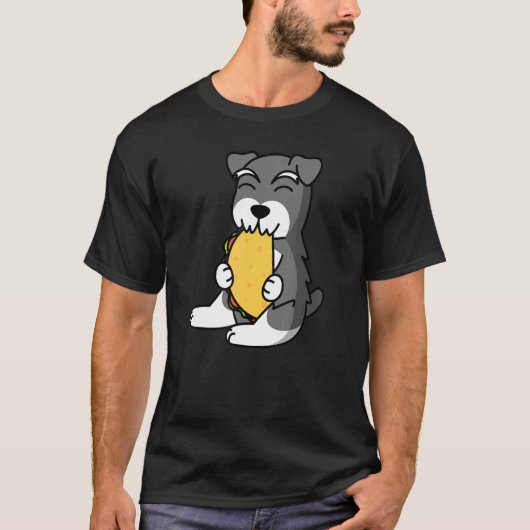 T-shirt Schnauzer Mangeant Un Chien Taco 1 (Devant)