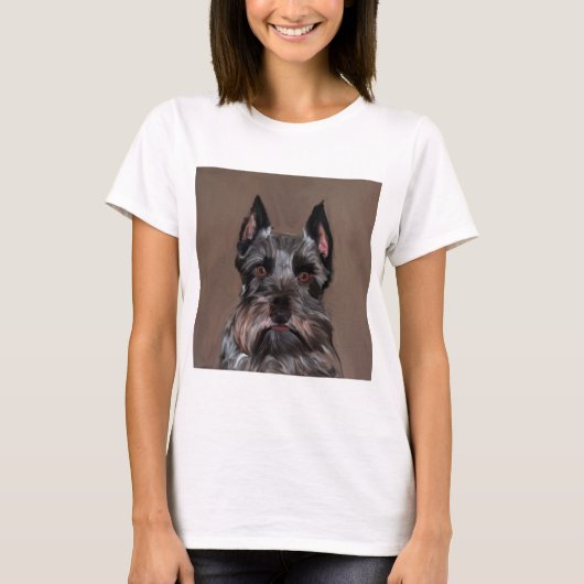 T-shirt Schnauzer Miniature peinture couleur de l'eau (Devant)